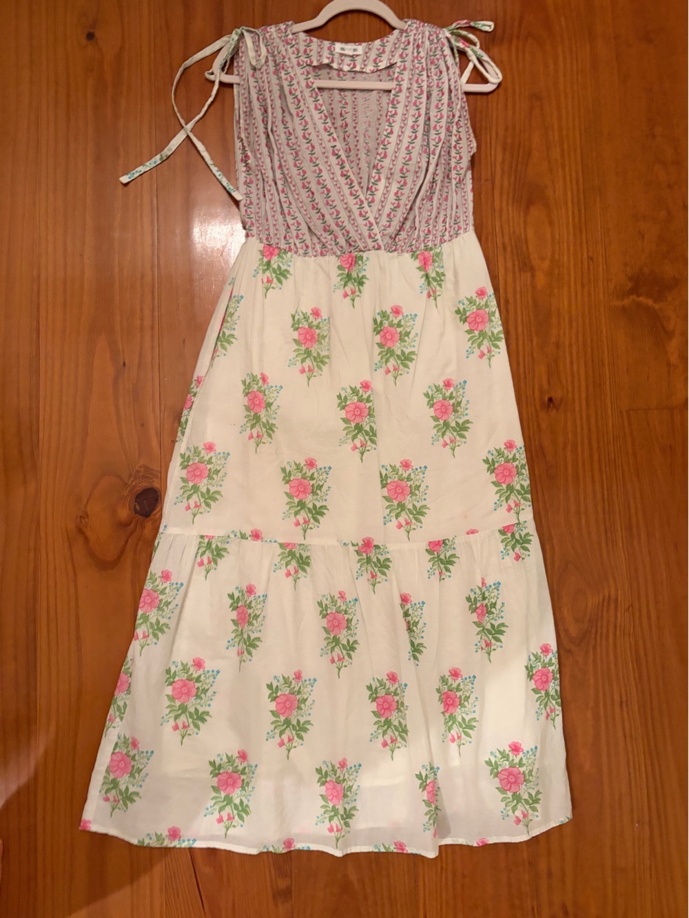 Beau & Ro Floral Cotton Sundress with Pink Rose Print size S